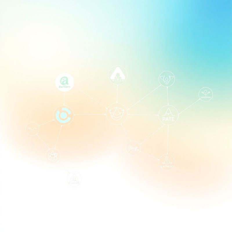 Illustration of connected software logos linked by teal data flow lines